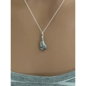 Sterling Silver 3D Oxidized Graduation Tassel Charm Necklace